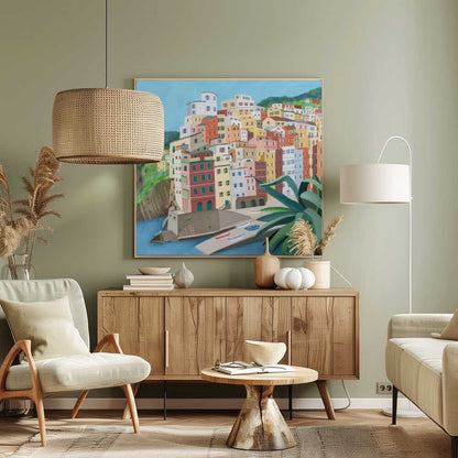 Riomagiore Coastal Village, Italy by Artist Carla Daly Canvas Print Wall Art 1X2899352 - ART FEVER - Art Fever