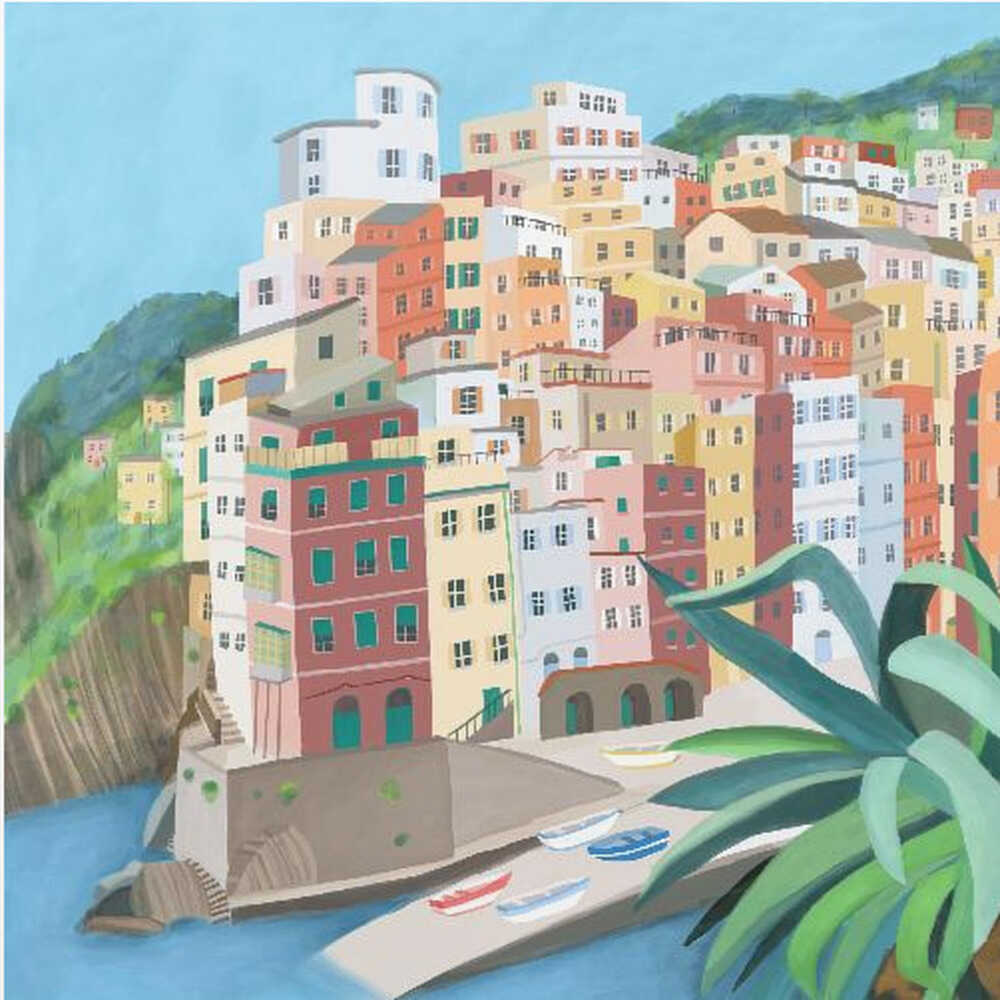Riomagiore Coastal Village, Italy by Artist Carla Daly Canvas Print Wall Art 1X2899352 - ART FEVER - Art Fever