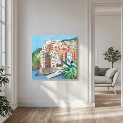 Riomagiore Coastal Village, Italy by Artist Carla Daly Canvas Print Wall Art 1X2899352 - ART FEVER - Art Fever