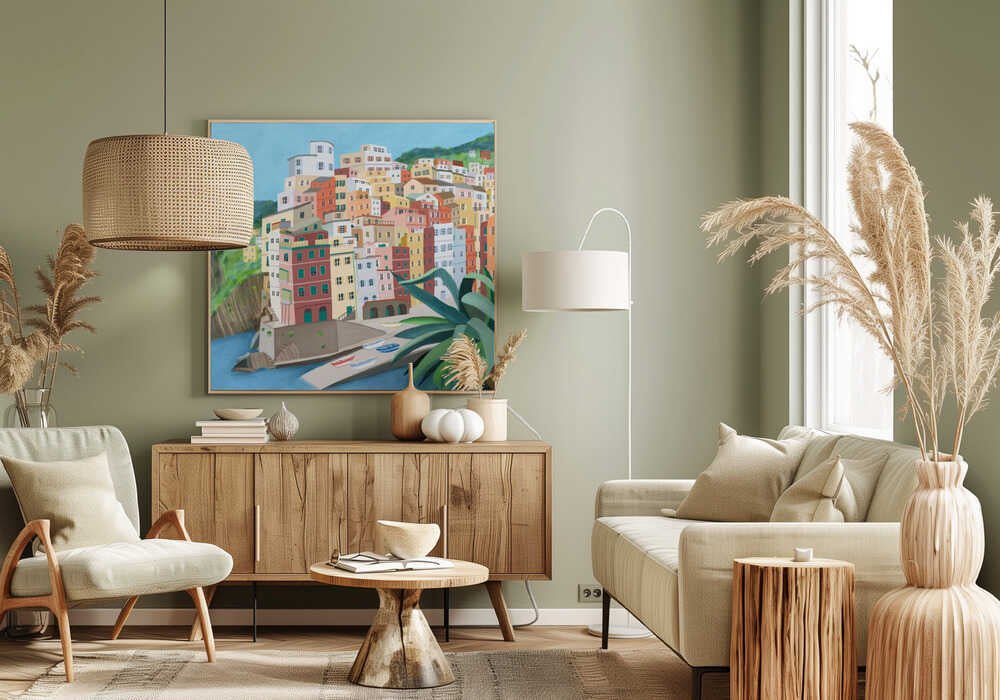 Riomagiore Coastal Village, Italy by Artist Carla Daly Canvas Print Wall Art 1X2899352 - ART FEVER - Art Fever