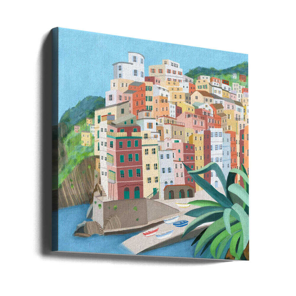 Riomagiore Coastal Village, Italy by Artist Carla Daly Canvas Print Wall Art 1X2899352 - ART FEVER - Art Fever
