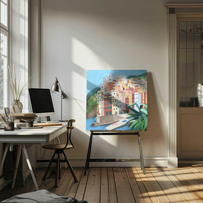 Riomagiore Coastal Village, Italy by Artist Carla Daly Canvas Print Wall Art 1X2899352 - ART FEVER - Art Fever