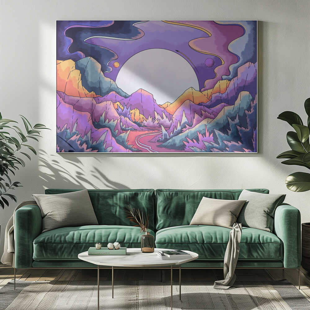 Road through the purple land Canvas Print Wall Art 1X3324697 - ART FEVER - Art Fever