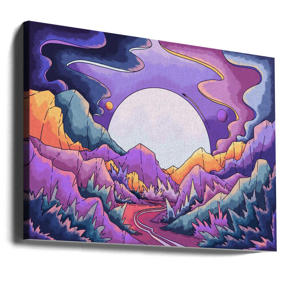 Road through the purple land Canvas Print Wall Art 1X3324697 - ART FEVER - Art Fever