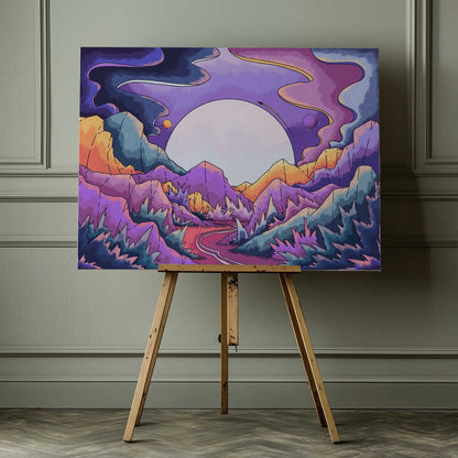 Road through the purple land Canvas Print Wall Art 1X3324697 - ART FEVER - Art Fever