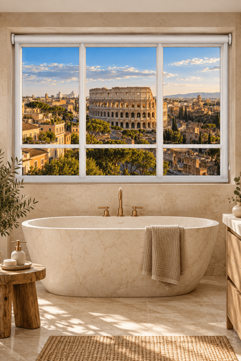 Rome Colosseum Faux Window View Printed Picture Roller Blind - RB1490 - Art Fever - Art Fever