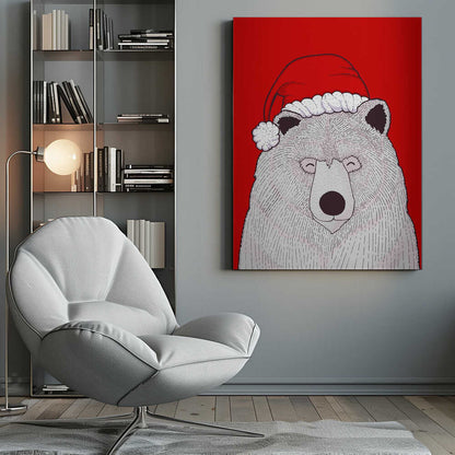 Santa red bear Canvas Print Wall Art 1X2979038 - ART FEVER - Art Fever