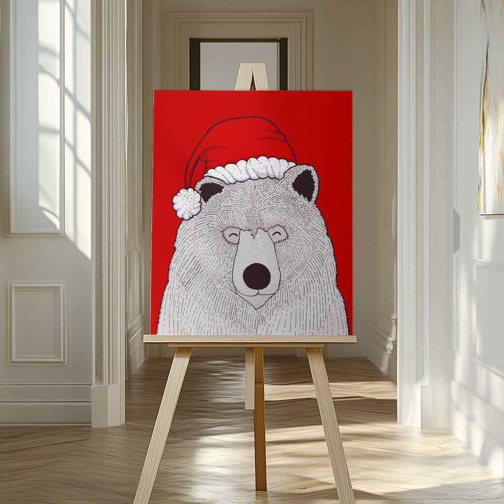 Santa red bear Canvas Print Wall Art 1X2979038 - ART FEVER - Art Fever