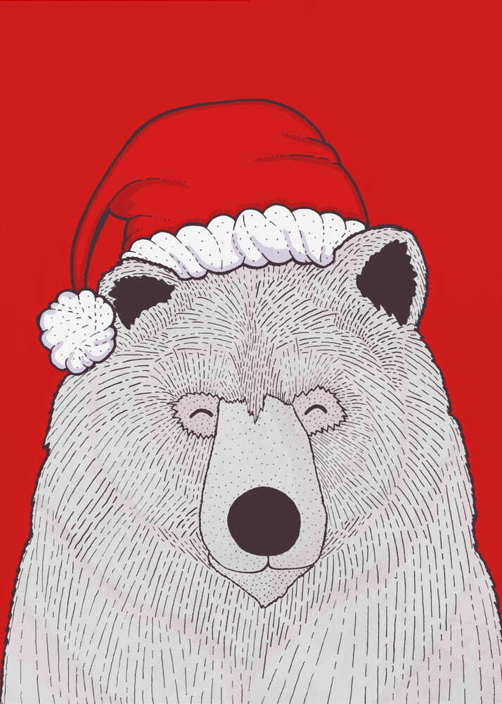 Santa red bear Canvas Print Wall Art 1X2979038 - ART FEVER - Art Fever