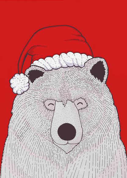 Santa red bear Canvas Print Wall Art 1X2979038 - ART FEVER - Art Fever