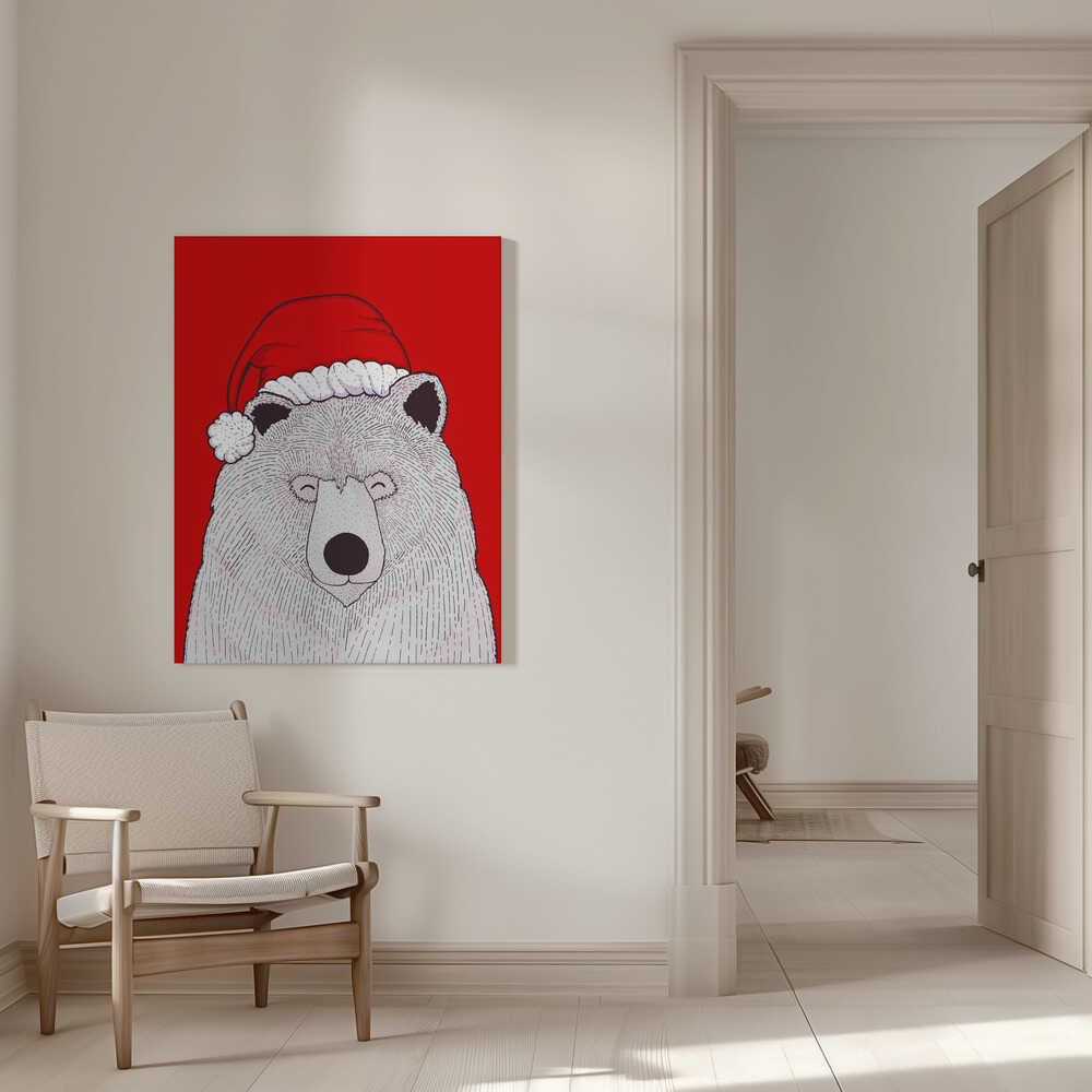 Santa red bear Canvas Print Wall Art 1X2979038 - ART FEVER - Art Fever