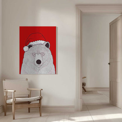 Santa red bear Canvas Print Wall Art 1X2979038 - ART FEVER - Art Fever