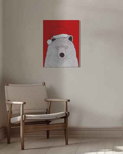 Santa red bear Canvas Print Wall Art 1X2979038 - ART FEVER - Art Fever