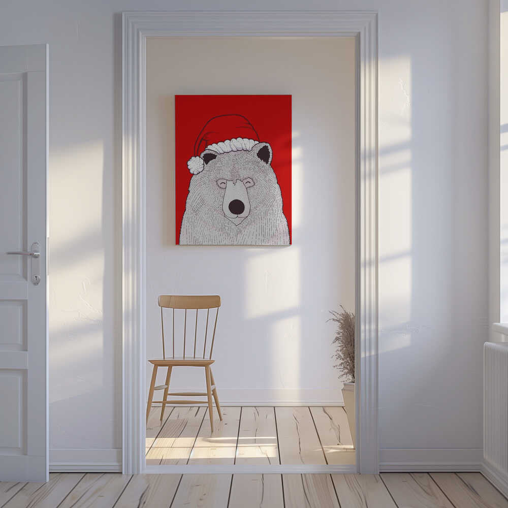 Santa red bear Canvas Print Wall Art 1X2979038 - ART FEVER - Art Fever