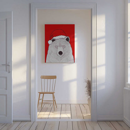 Santa red bear Canvas Print Wall Art 1X2979038 - ART FEVER - Art Fever