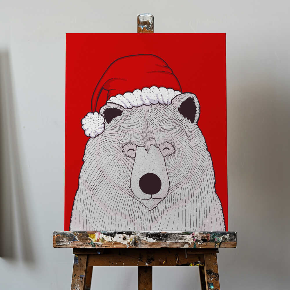Santa red bear Canvas Print Wall Art 1X2979038 - ART FEVER - Art Fever