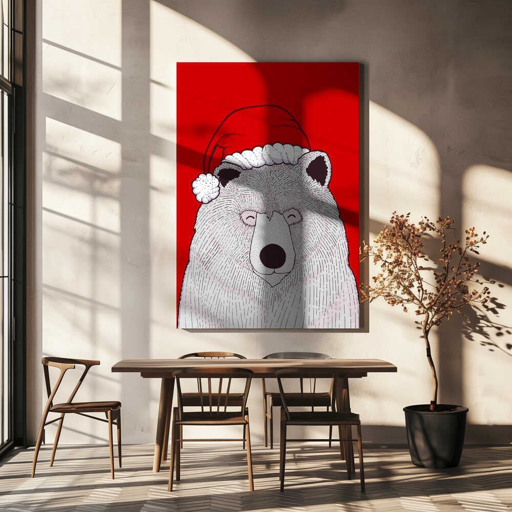 Santa red bear Canvas Print Wall Art 1X2979038 - ART FEVER - Art Fever