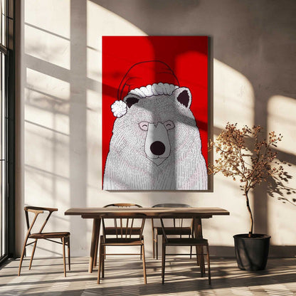 Santa red bear Canvas Print Wall Art 1X2979038 - ART FEVER - Art Fever