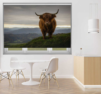 Scottish Highland Cow Mountain View Printed Roller Blind - 1X3471167 - Art Fever - Art Fever