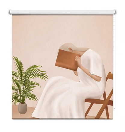 Serene Woman Reading Printed Roller Blind - 1X3222042 - Art Fever - Art Fever