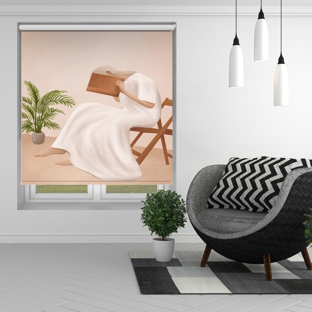 Serene Woman Reading Printed Roller Blind - 1X3222042 - Art Fever - Art Fever