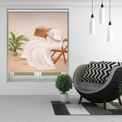Serene Woman Reading Printed Roller Blind - 1X3222042 - Art Fever - Art Fever