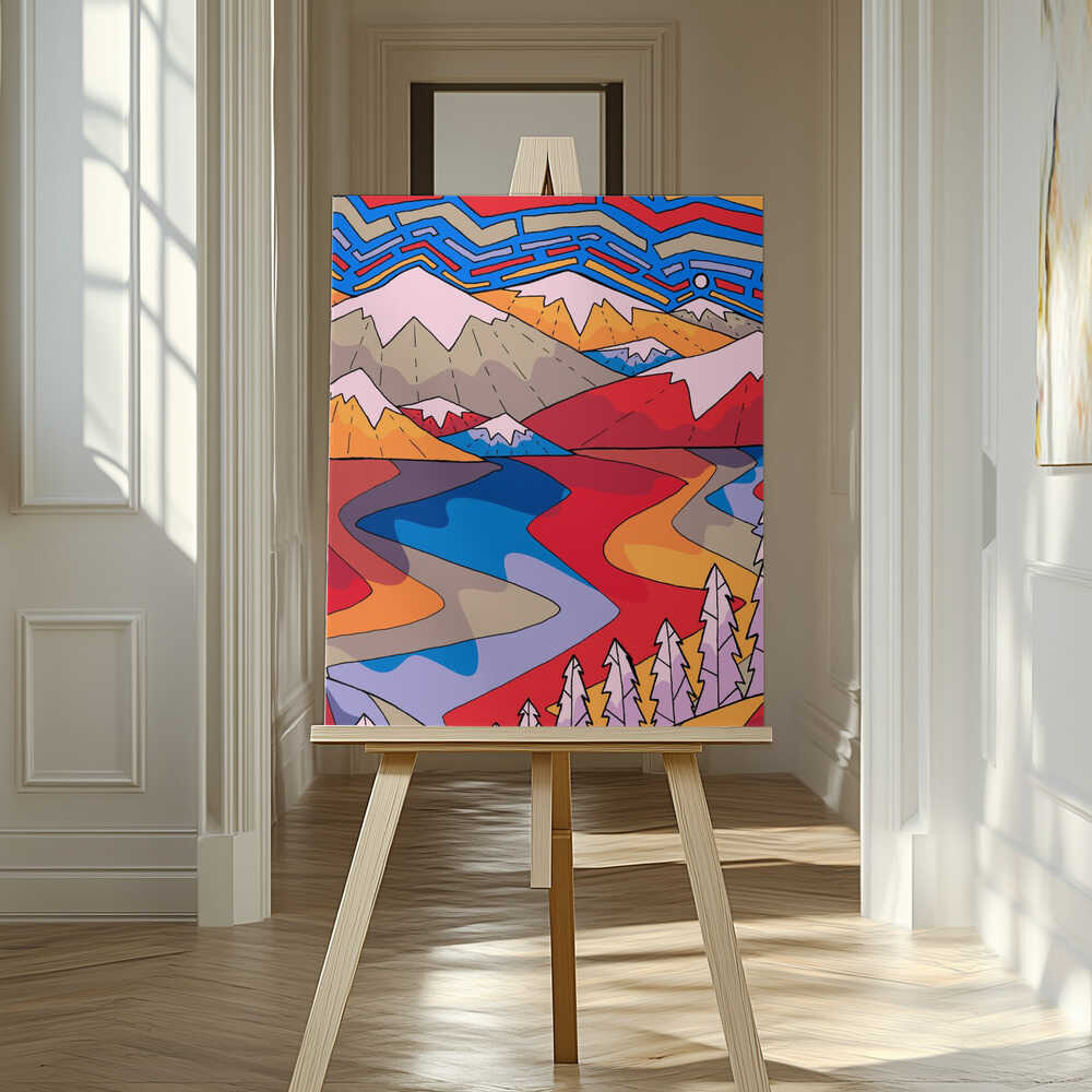 Shapes and lakes Canvas Print Wall Art 1X3314903 - ART FEVER - Art Fever