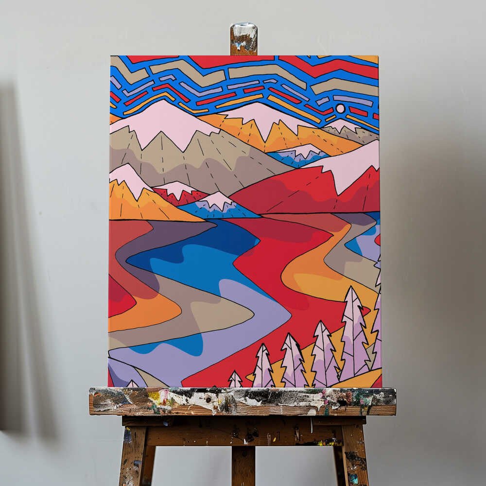 Shapes and lakes Canvas Print Wall Art 1X3314903 - ART FEVER - Art Fever