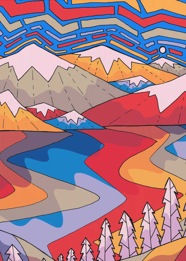 Shapes and lakes Canvas Print Wall Art 1X3314903 - ART FEVER - Art Fever