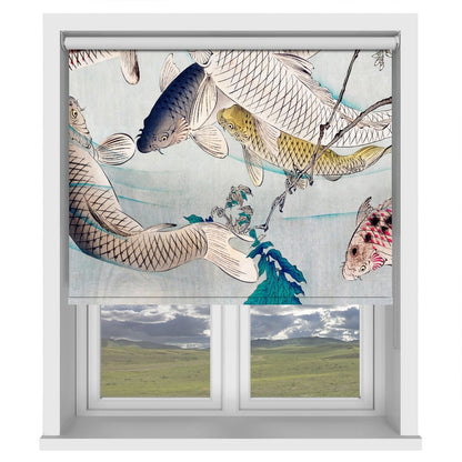 Six carp swimming beneath wisteria (1889) by Tsukioka Yoshitoshi Printed Picture Photo Roller Blind - RB1302 - Art Fever - Art Fever