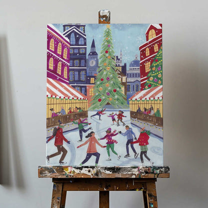 Skating in London Christmas Canvas Print Wall Art 1X2927585 - ART FEVER - Art Fever