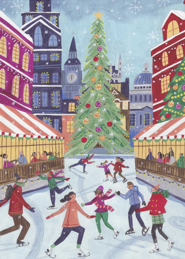 Skating in London Christmas Canvas Print Wall Art 1X2927585 - ART FEVER - Art Fever