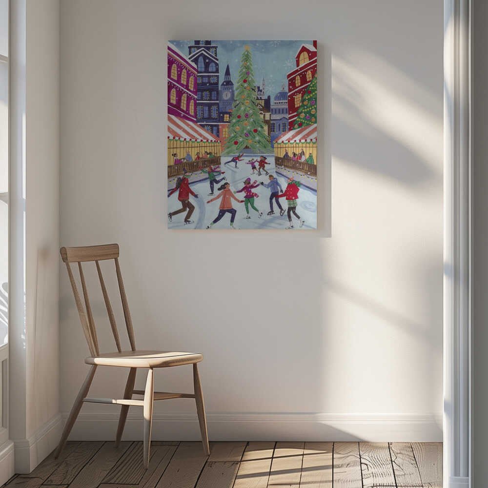 Skating in London Christmas Canvas Print Wall Art 1X2927585 - ART FEVER - Art Fever