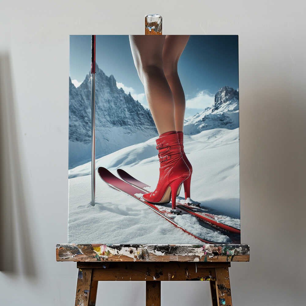 Ski Glamour High Heels Canvas Print Wall Art 1X2934502 - ART FEVER - Art Fever