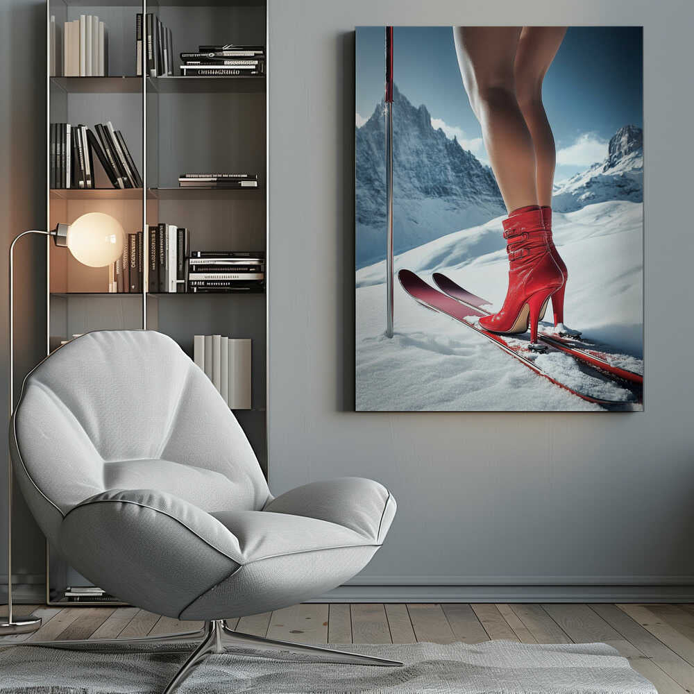 Ski Glamour High Heels Canvas Print Wall Art 1X2934502 - ART FEVER - Art Fever