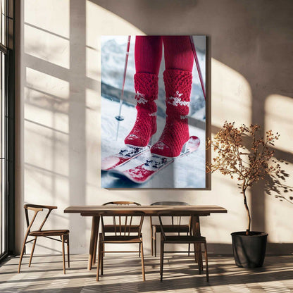 Ski Glamour Red Canvas Print Wall Art 1X2934500 - ART FEVER - Art Fever