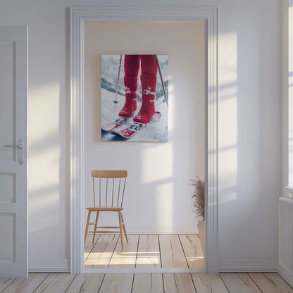 Ski Glamour Red Canvas Print Wall Art 1X2934500 - ART FEVER - Art Fever