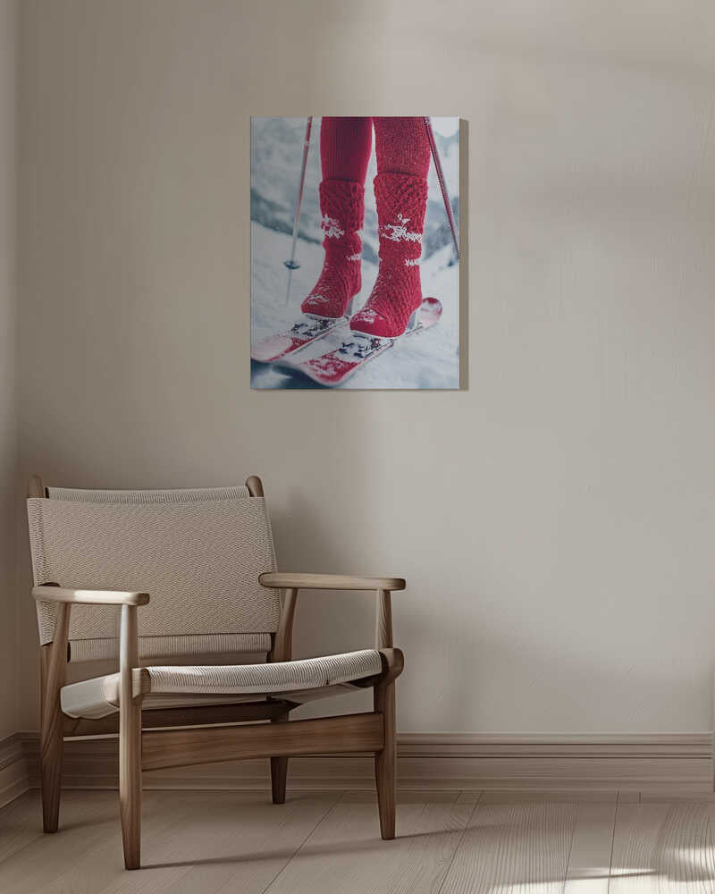 Ski Glamour Red Canvas Print Wall Art 1X2934500 - ART FEVER - Art Fever
