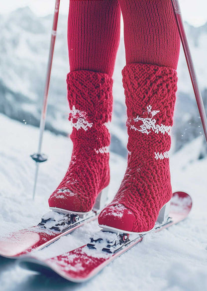 Ski Glamour Red Canvas Print Wall Art 1X2934500 - ART FEVER - Art Fever