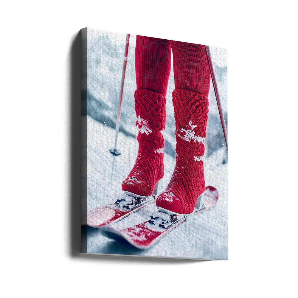 Ski Glamour Red Canvas Print Wall Art 1X2934500 - ART FEVER - Art Fever