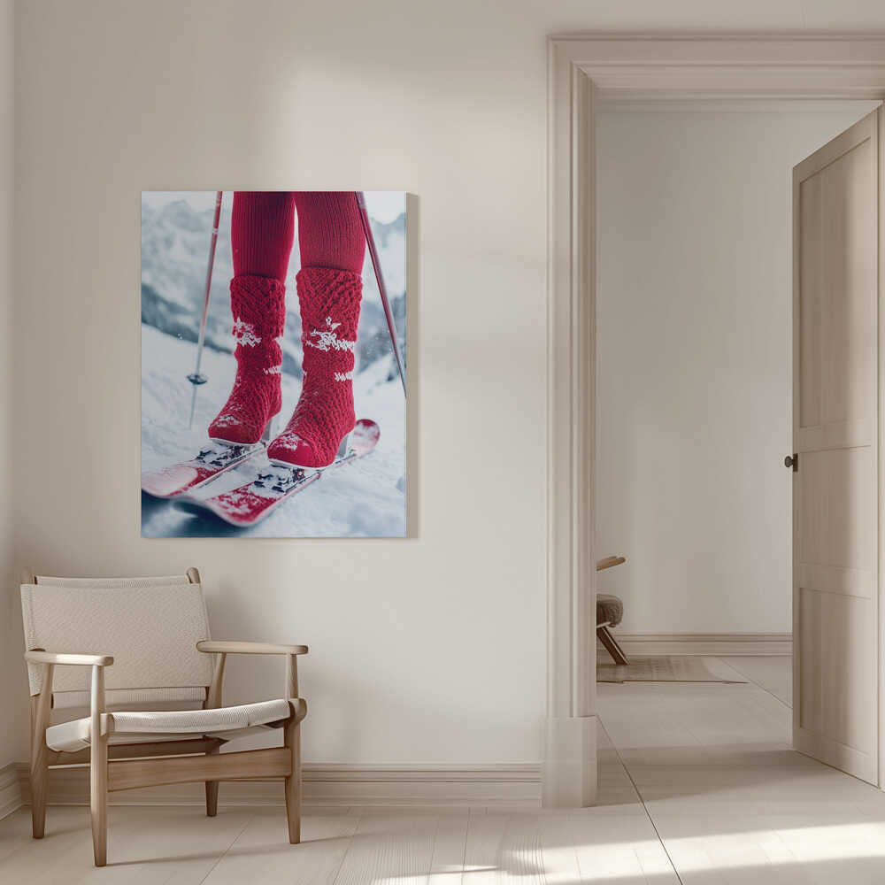 Ski Glamour Red Canvas Print Wall Art 1X2934500 - ART FEVER - Art Fever