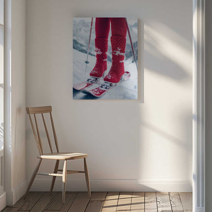 Ski Glamour Red Canvas Print Wall Art 1X2934500 - ART FEVER - Art Fever