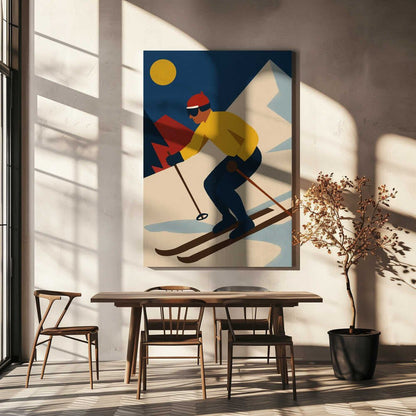Skiing in the Mountains Canvas Print Wall Art 1X3363895 - ART FEVER - Art Fever