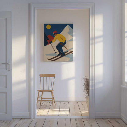 Skiing in the Mountains Canvas Print Wall Art 1X3363895 - ART FEVER - Art Fever