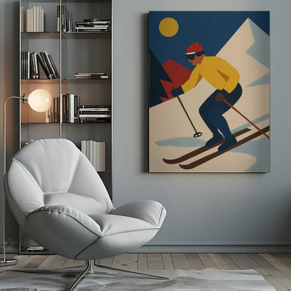 Skiing in the Mountains Canvas Print Wall Art 1X3363895 - ART FEVER - Art Fever