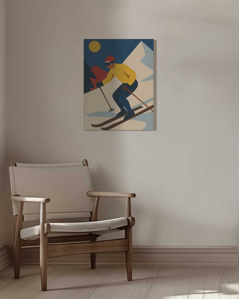 Skiing in the Mountains Canvas Print Wall Art 1X3363895 - ART FEVER - Art Fever