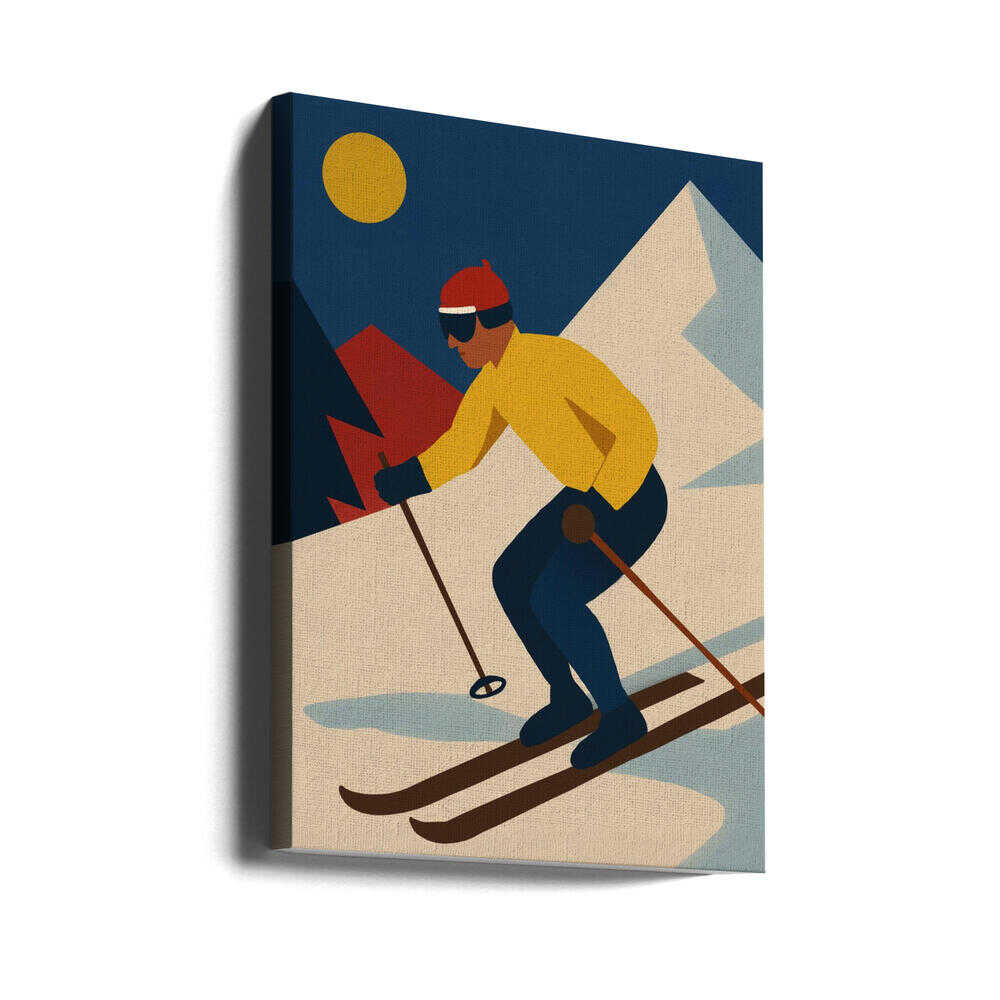 Skiing in the Mountains Canvas Print Wall Art 1X3363895 - ART FEVER - Art Fever
