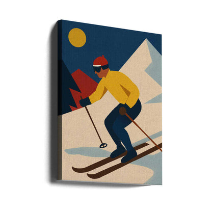 Skiing in the Mountains Canvas Print Wall Art 1X3363895 - ART FEVER - Art Fever