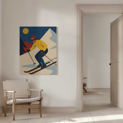 Skiing in the Mountains Canvas Print Wall Art 1X3363895 - ART FEVER - Art Fever