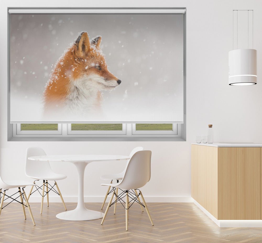 Snow is falling The Winter Fox Printed Picture Photo Roller Blind - 1X1650104 - Art Fever - Art Fever